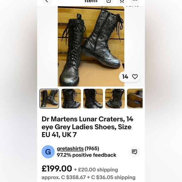 Dr. Martens Lunar Craters, 14-Eye Leather Boots - Picture 16 of 16